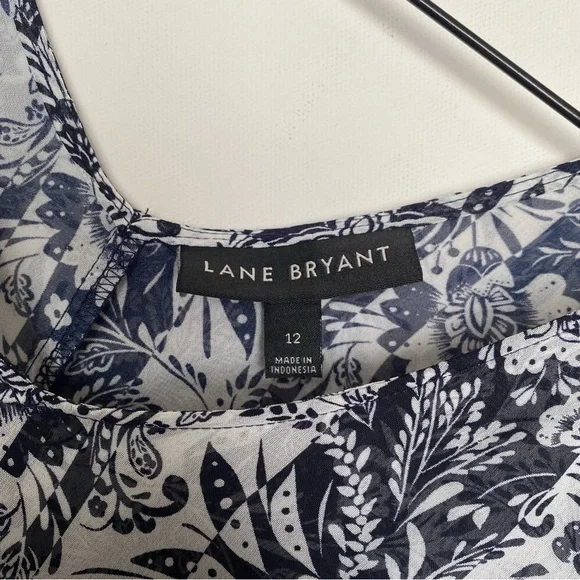Lane Bryant -Floral Pattern V-Neck Chiffon Tank Top Swing Double-Layer - Size 12 - Picture 2 of 11